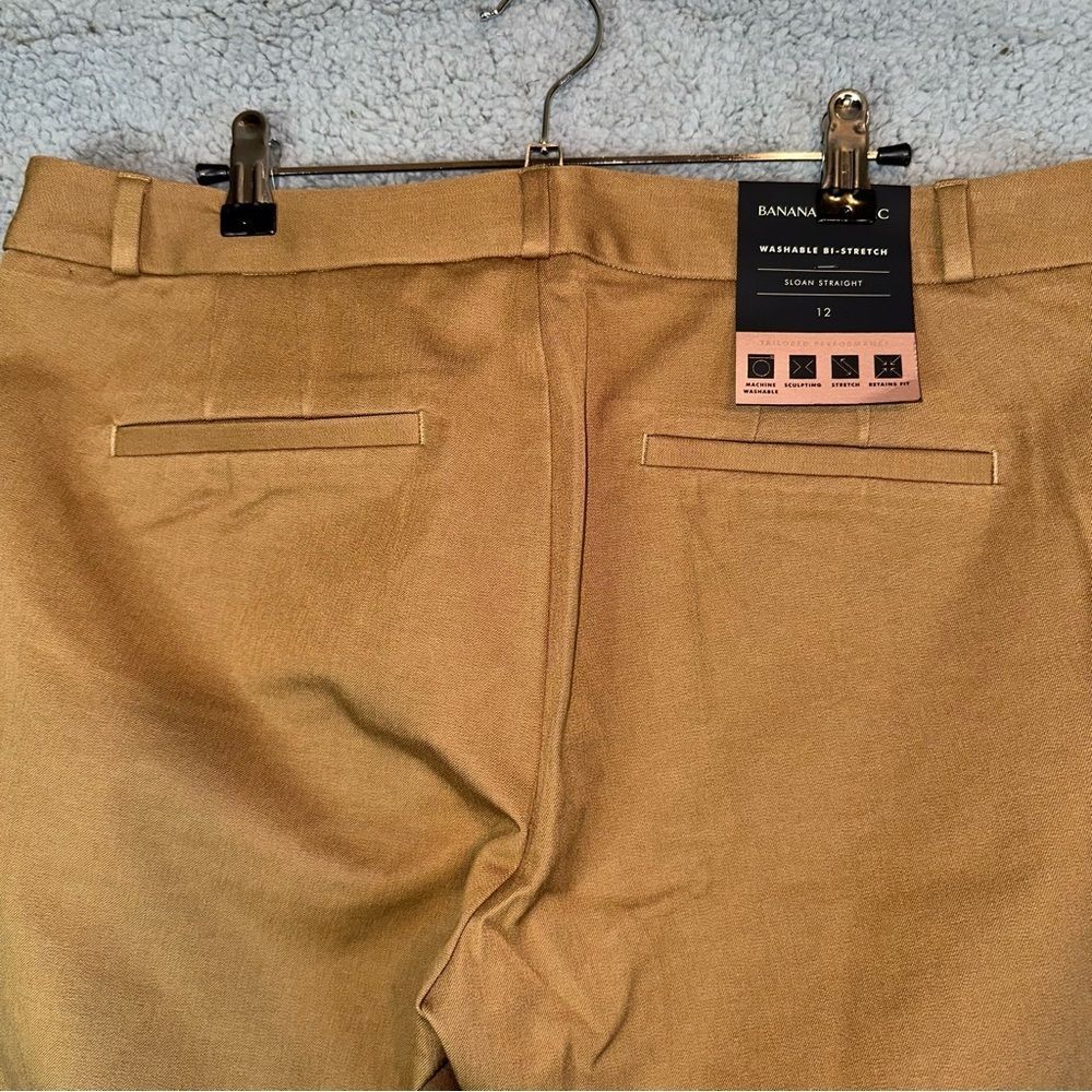 Banana Republic Pants Women's 12 Tan Sloan Straight Camel High Waist BI-Stretch - Picture 7 of 10